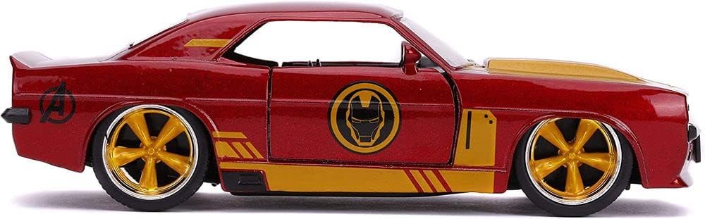 Jada Toys Marvel 1:32 1969 Chevy Camaro Iron Man Die-cast Car, Toys for Kids and Adults