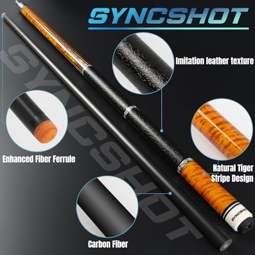 Carbon Fiber Pool Cue Stick 58" Professional Pool Sticks for Adults Full Carbon Technology Low Deflection Pool Cue Billiard Cues with 12.5mm Tip