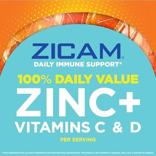 Zicam Daily Immune Support Gummy Supplement, Citrus Strawberry, 70 Count | Antioxidant Support, Easy-to-Take Gummies, Zinc, Vitamin C, Vitamin D