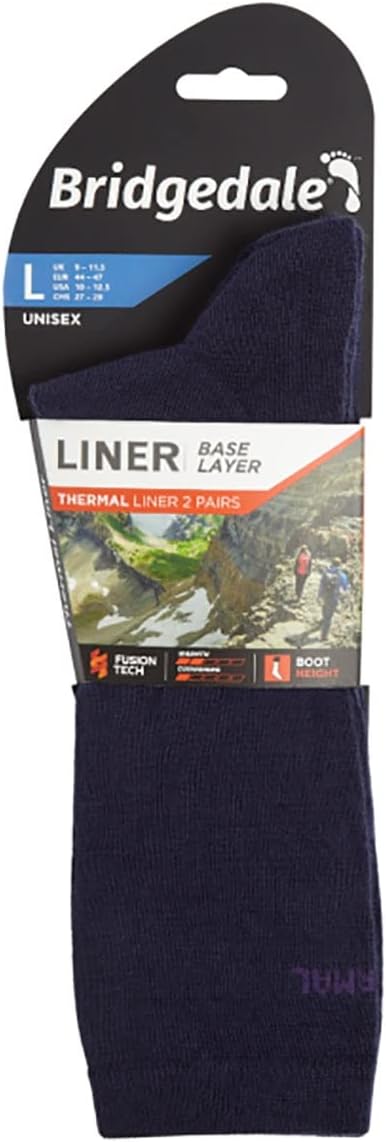 Bridgedale Liner Base Layer Thermal Liner Boot x 2 Unisex - Large