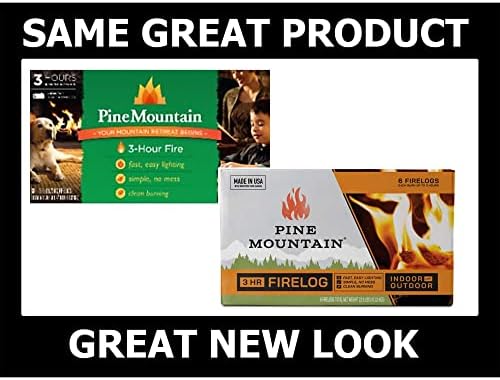 Pine Mountain 100% Natural Classic Firelog, 3-Hour Burn Time, 6 Logs, Green