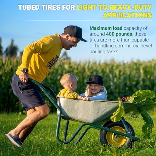 AR-PRO (2-PACK) 4.80/4.00-8" Tire and Wheel, 16" Pneumatic Tire Wheels with 3/4" Bearings and 3" Centered Hub for Wheelbarrow, Hand Truck