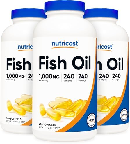 Nutricost Fish Oil Omega 3 Softgels with EPA & DHA, 240 Softgels, GMO-Free | 1000mg of Fish Oil, 560mg of Omega-3, Gluten Free