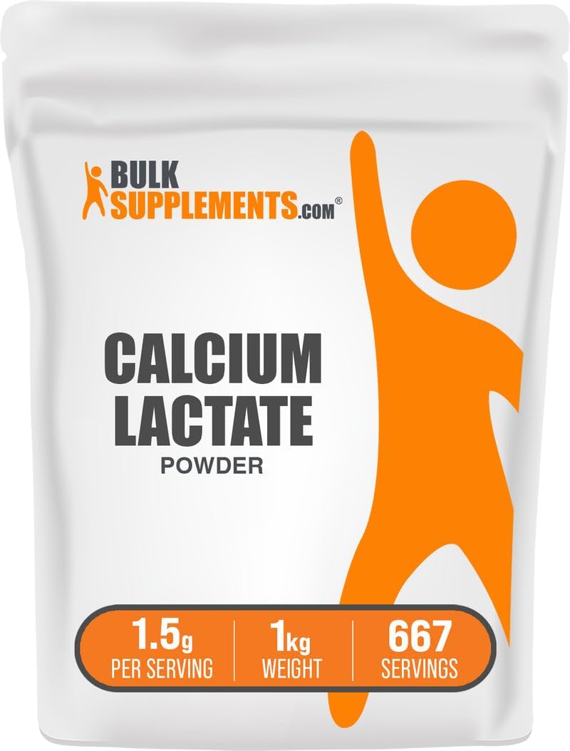 BulkSupplements.com Calcium Lactate Powder - Calcium Supplement Powder, Food Grade - Pure & Gluten Free, 1.5g per Serving, 500g (1.1 lbs) (Pack of 1)