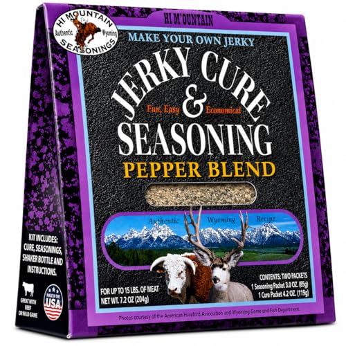 Hi Mountain PEPPER BLEND Jerky Seasoning and Cure Kit | Beef & Venison | Classic cracked pepper flavor, perfect jerky seasoning for deer, elk