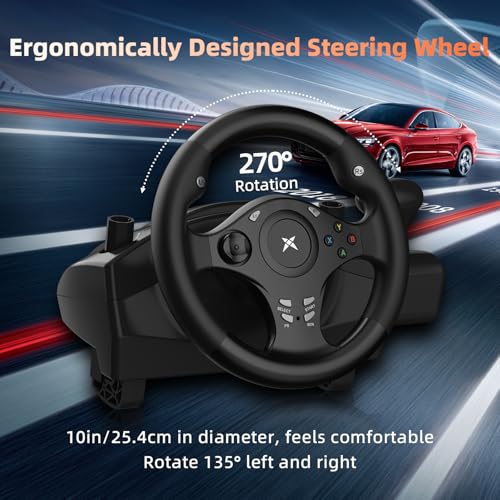 DOYO Gaming Steering Wheel with Pedals for PC, Xbox One, Xbox Series X|S