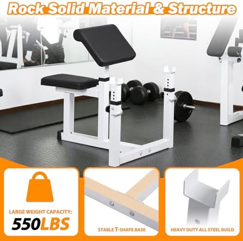 F2C Preacher Curl Bench, Adjustable Arm Curl Weight Bench for Isolated Bicep and Tricep Strength Training