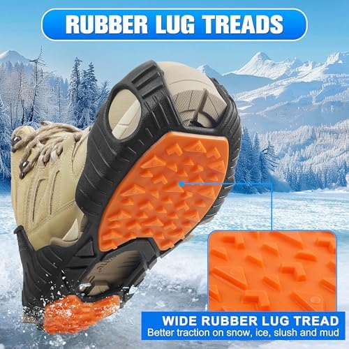 Spikeless Ice Cleats Slip On Spikeless Footwear Traction Aids for Slick Wet Slippery Surface Men Women Full-Foot Rubber Tread for Ice Shoes Grippers