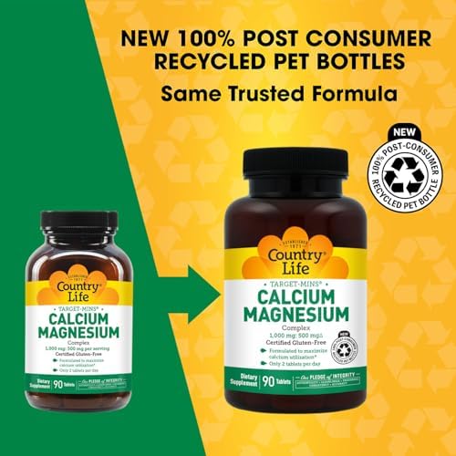 Country Life Target-Mins Calcium Magnesium Complex, 360 Tablets | 2:1 calcium-to-magnesium ratio with 180 convenient daily servings