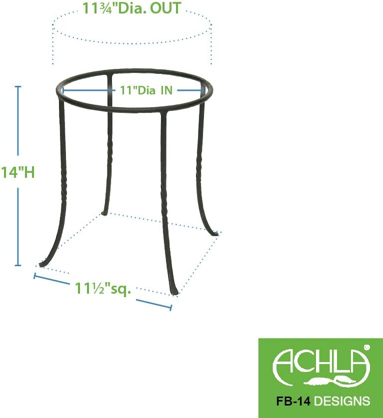 Achla Designs FB-14 Ring Wrought Iron Metal Plant birdbath Bowl Stand Flowerpot Holder, Black