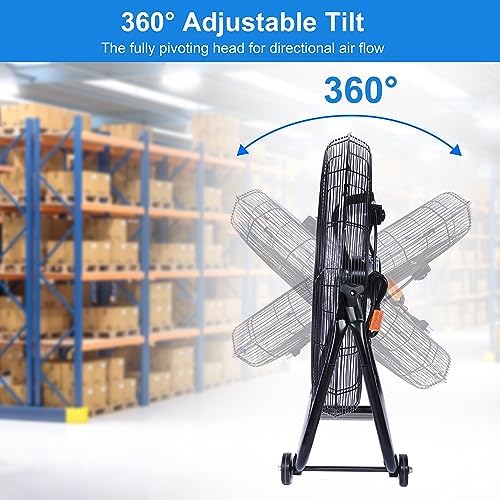 Simple Deluxe 20 Inch 3-Speed High Velocity Heavy Duty Metal Industrial Floor Fans Quiet for Home, Commercial, Residential, and Greenhouse Use