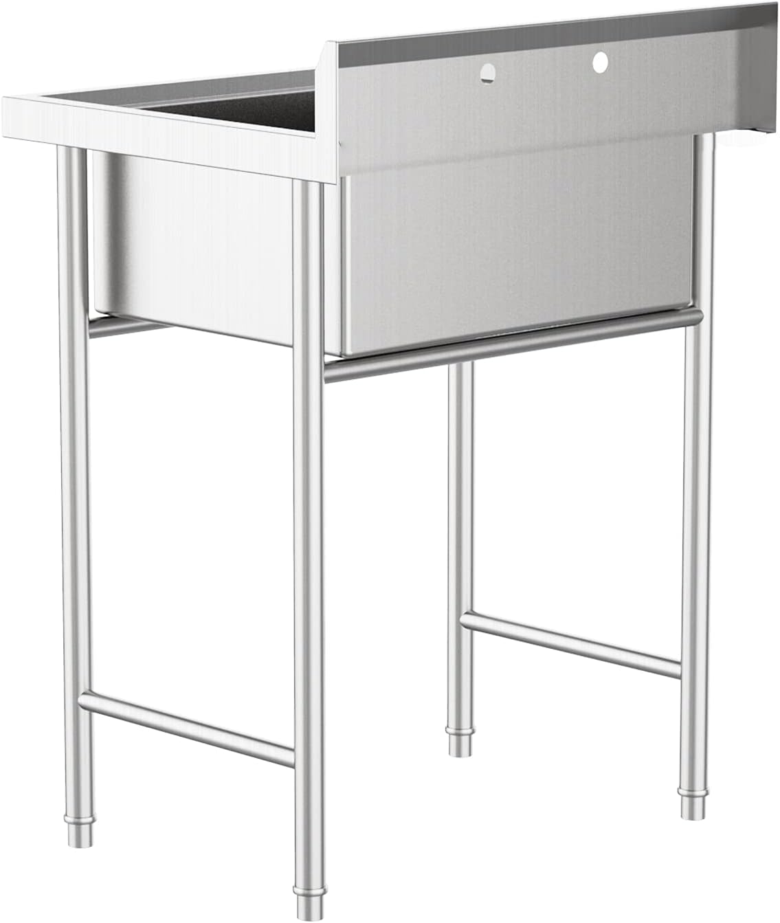 VINGLI Upgraded 28" Free Standing 304 Stainless Steel Utility Sinks for Laundry Room with Backsplash