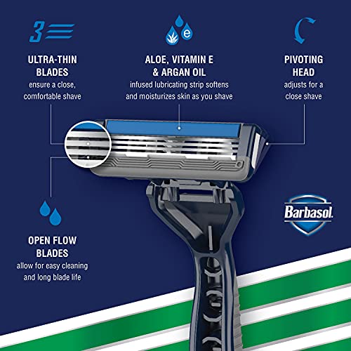 Barbasol Ultra 3 Disposable Razor Value Pack (3 Packs/12 Total Razors) | Premium 3-Blade Disposable Razors, Close Shave Technology, Pivoting Head