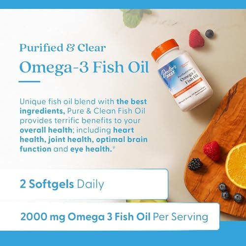 Doctor's Best Omega 3 Fish Oil Supplement for Women & Men - Source of DHA, EPA, & Omega-3 Fatty Acids, Purified, High 2000 mg Potency