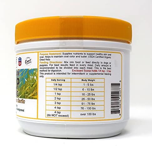 Dogzymes Organic Norwegian Kelp for Pets, a Valuable Nutrition Source Rich in Iodine to Support Gland Function, Especially The Thyroid (3 Pound)