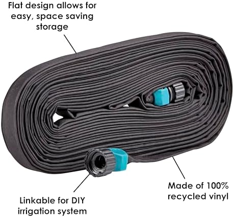 Gilmour 50' Black Flat Weeper Soaker Hose for Garden Beds, Drip Irrigation Outdoor Hose, Flexible Garden Hose for Vegetable Gardens, Flower Beds