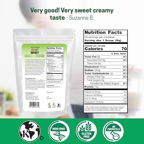 Z Natural Foods Goat Whey Protein Powder Concentrate - Pasture Raised, 1 lb