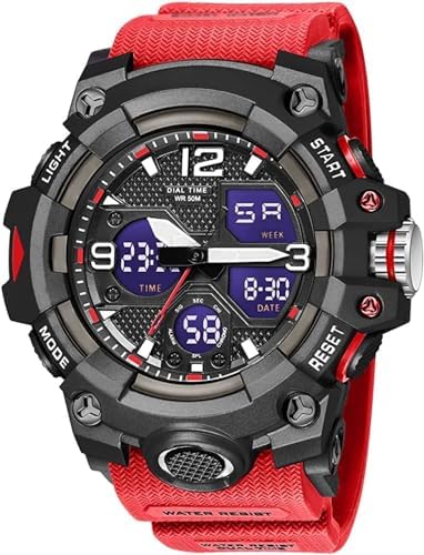 Gosasa Men's Large Face Outdoor Sports Watches Military S-Shock Watch Waterproof, Backlight, Alarm, Stopwatch Features - Rugged Wristwatch for Training, Hiking, and Adventure