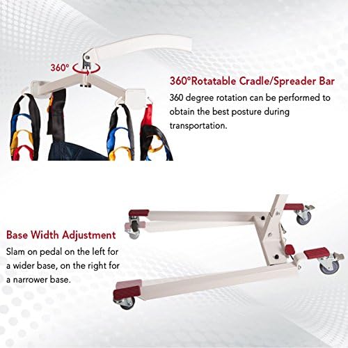 Patient Lift Electric Unfoldable Hydraulic Body Transfer for Home Use Seniors Easy-Assembly, Battery-Powered