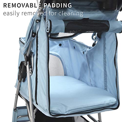 VIVO Black 4 Wheel Pet Stroller for Cat, Dog and More, Foldable Carrier Strolling Cart, STROLR-V001K
