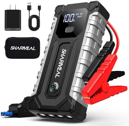 Sharmeal Car Jump Starter 7000A, Jump Starter Battery Pack for All Gas and 12.0L Diesel, 12V Portable Jump Box with LED Light