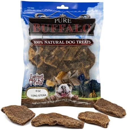 Loving Pets Pure Buffalo Lung Steaks – Natural Single Ingredient Buffalo Dog Treats – High Protein Chewy Dog Snacks for Everyday Reward – Grain Free, Long-Lasting Treats for Small, Medium & Large Dogs