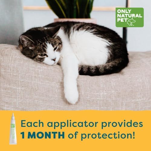 Only Natural Pet Flea and Tick Prevention for Cats - EasyDefense Flea Remedy - Natural Flea Care Control Squeeze-On Drops - Three Months Supply (1-Pack)