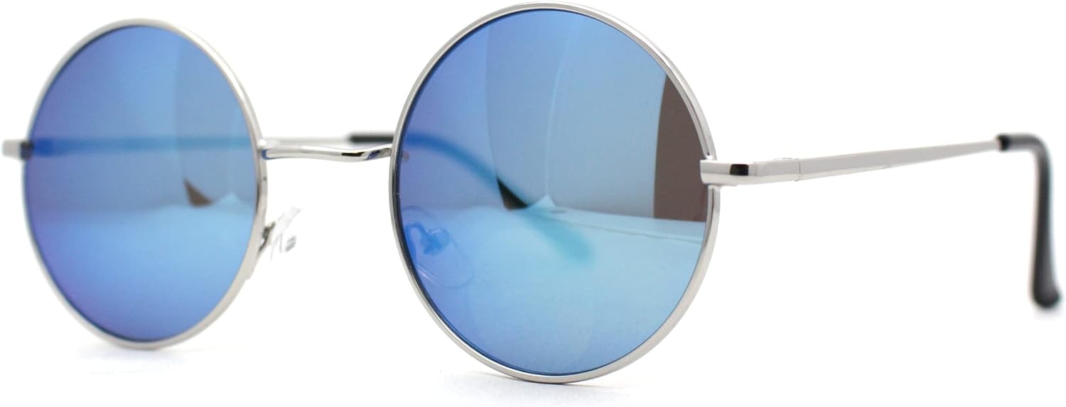 SA106 Reflective Color Mirrored Hippie Groove Round Circle Lens Retro Sunglasses