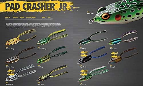 Booyah Pad Crasher Jr Topwater Bass Fishing Hollow Body Frog Lure with Weedless Hooks