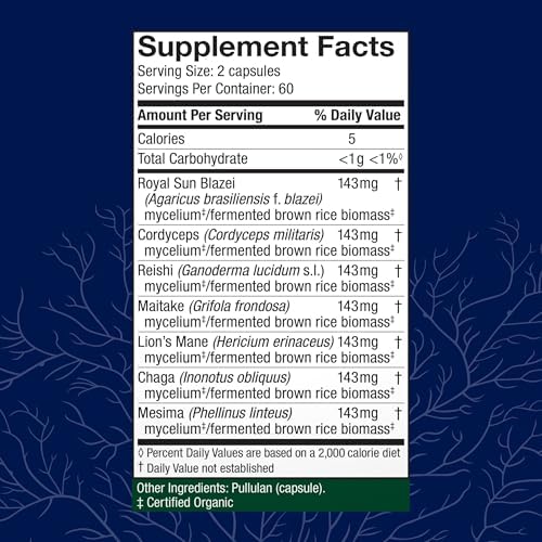 Host Defense Stamets 7-7 Species Blend - Mushroom Supplement for Immune Support - Includes Royal Sun Blazei, Cordyceps, Reishi, Maitake, Lion's Mane, Chaga & Mesima - 60 Capsules (30 Servings)*