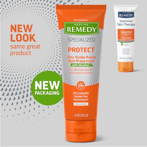 Medline Remedy Specialized Zinc Oxide Paste with Menthol (4 oz Tube), Unscented, Calamine, Incontinence Care, Diaper Rash, Wetness Protection