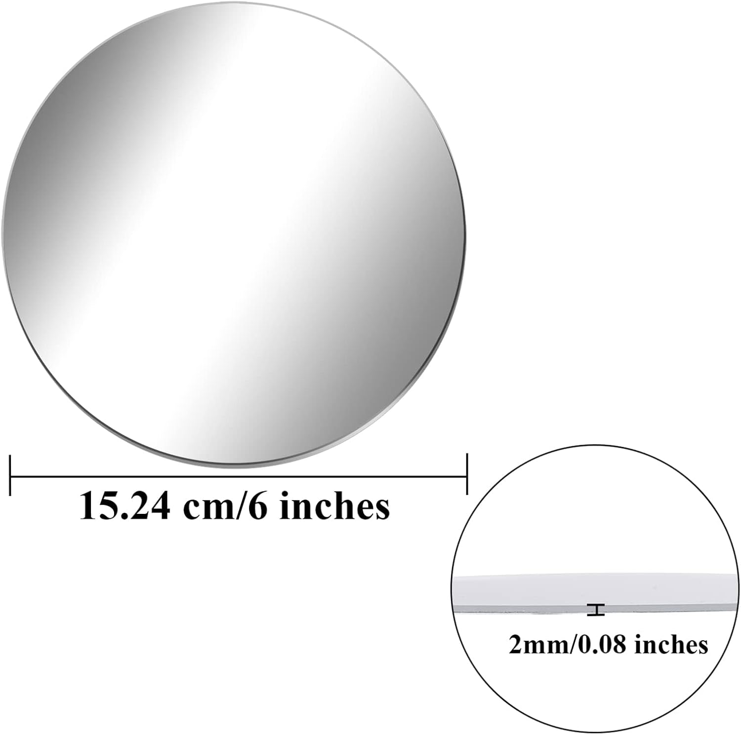 Aneco Acrylic Round Mirrors Non Glass Round Mirror Plate Self Adhesive Mirror Stickers for Home Wall Decor or Wedding Table Centerpiece