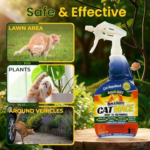 Nature's Mace Cat Mace Cat Repellent 40 oz Spray | Deterrent for Urine Marking, Keep Cats Away for Outdoor & Indoor Use, Scratching, Flowerbeds, Yards, Pets, Garden.