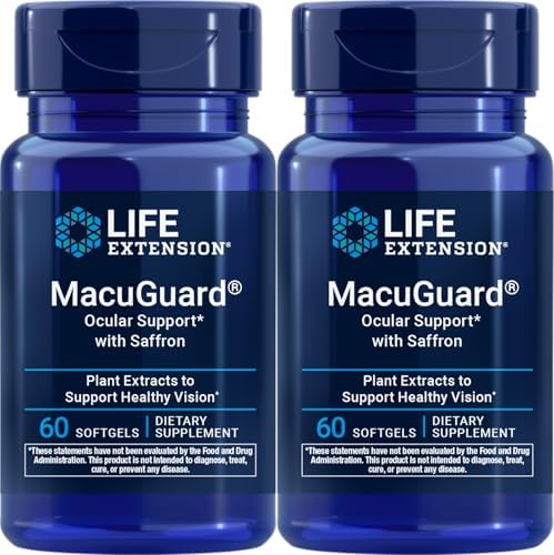Life Extension MacuGuard Ocular Support with Saffron, 60 softgels (Pack of 2)