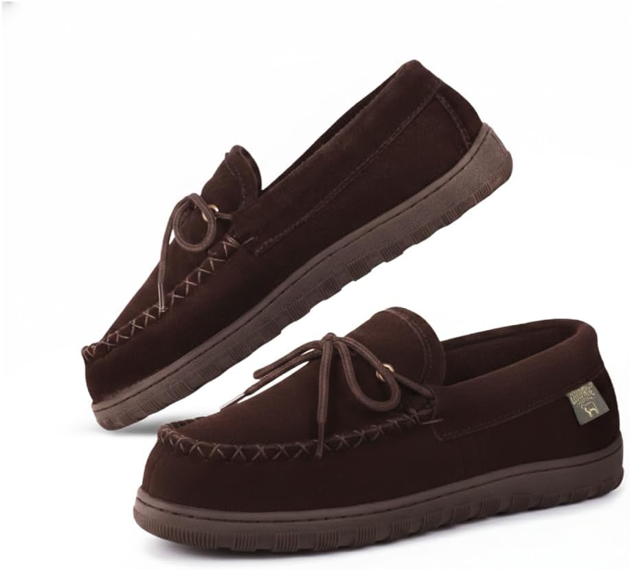 Cloud Nine Sheepskin Men's Moccasin Slippers - Classic Comfortable Slip-On Slippers for Men with Removable Insole