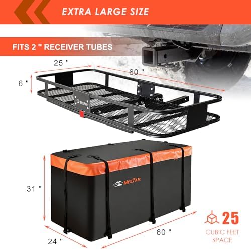 Roof Rack Rooftop Cargo Carrier Basket 65"*39"*6"+Waterproof Bag 20 Cu.Ft. | Roof Basket include Cargo Net with Hooks,Ratchet Straps,Combination Lock|200 Lbs Capacity,Universal Rooftop Large Roof Rack