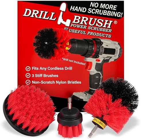 Drillbrush Drill Brush Attachment Set for Bathroom, Tile & Grout Cleaning | Power Scrubber Brush Kit for Bathtub & Shower - All-Purpose Household Cleaning Brushes for Drill - Electric Grout Cleaner Kit