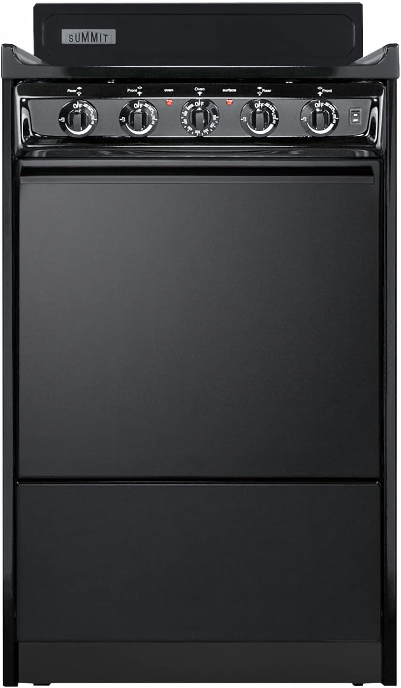Summit 20" 4 Burner Electric Range, Black - TEM110C