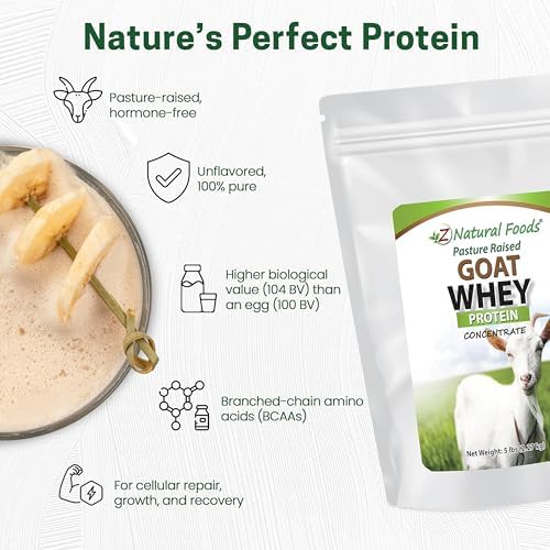 Z Natural Foods Goat Whey Protein Powder Concentrate - Pasture Raised, 1 lb