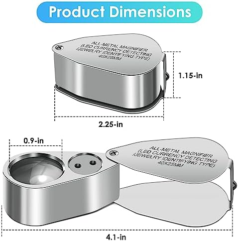 Leffis 40X Jewelers Loupe Magnifier LED/UV Illuminated Magnifying Glasses
