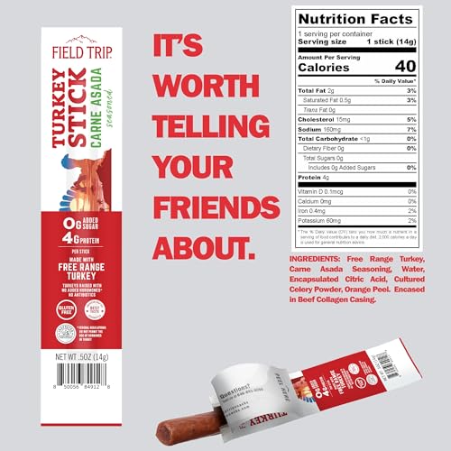 Field Trip Grass Fed Pepperoni Jerky Snack Sticks, Keto, Paleo, Gluten Free, Allergy Friendly Snack, High Protein, 50 Calorie Snack, 0.5oz, 24 Pack | Grass Fed, Keto, Paleo, Gluten Free, Allergy Friendly Snack, High Protein, 50 Calorie Snack