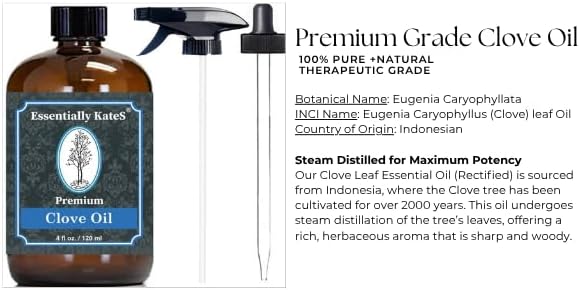 Peppermint Essential Oil 4 oz. with Huge Glass Bottle, Glass Dropper, and Sprayer. Detailed User's Guide E-Book. Skin Care, Garden Care, and Hair Care.