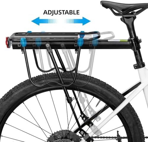ROCKBROS Rear Bike Rack Quick Release Bike Cargo Rack for Luggage Commuting | Easy to install,heavy duty steel,red reflector,side protection,quick release system,rear back pannier rack with intructions