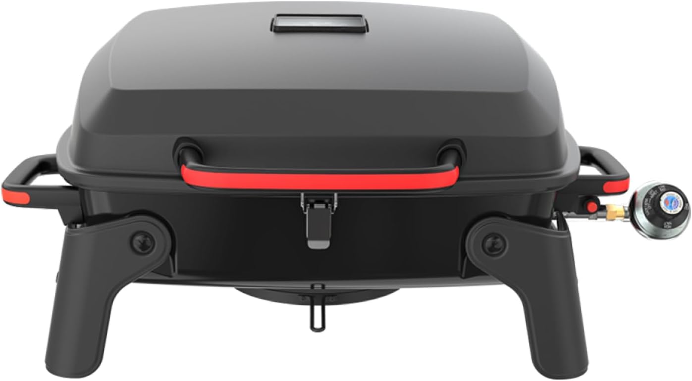 Megamaster Tabletop 1 Burner Gas Grill, Foldable Legs with Warming Rack