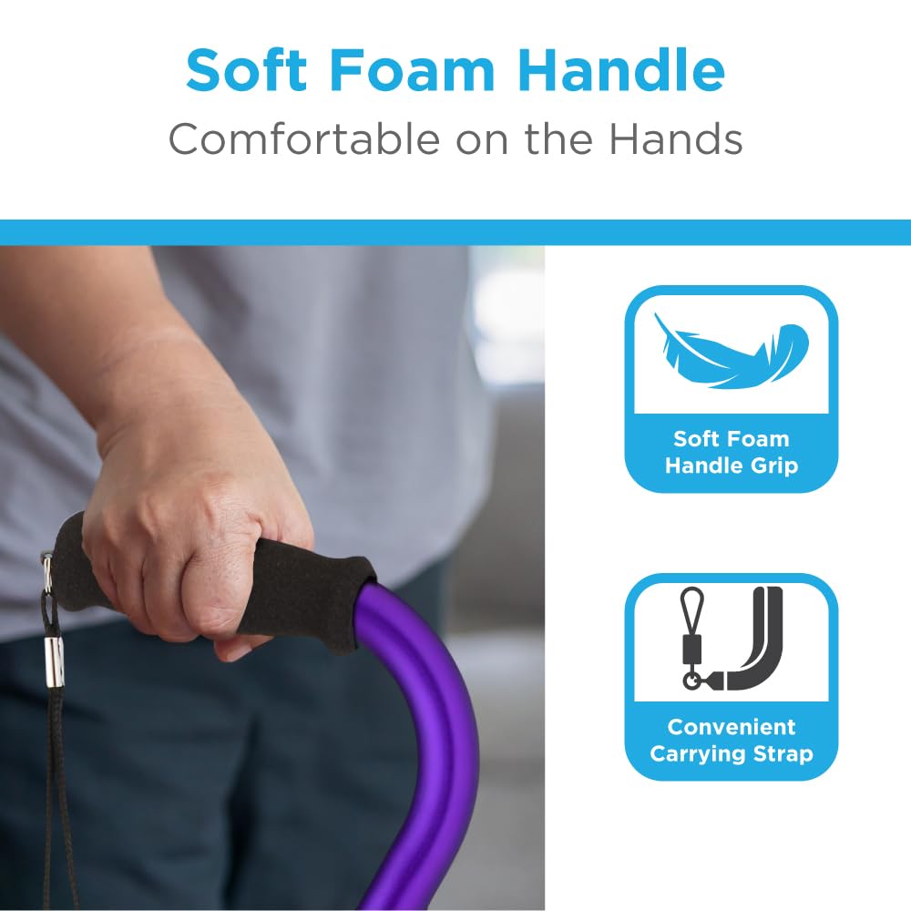 Nova Joy Designer Offset Quad Cane for Seniors - Unisex Adjustable Lightweight Walking Aid with Foam Handle, Wrist Strap and Anti-Rattle Lock - Essential Mobility Support - Maui Flowers