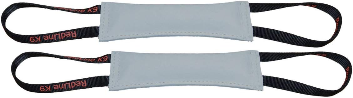Redline K9 Bundle of 2 Premium Leather Bite Tug Toy 2 Handle 3 inch X 12 inch Dog Tug Toy