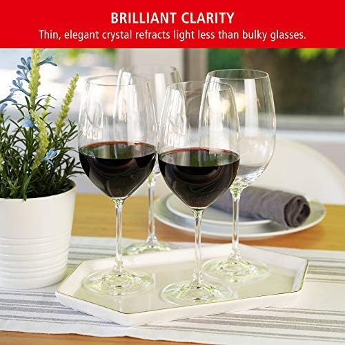 Spiegelau Salute Stemmed Red Wine Glasses, Lead-Free Crystal Wine Glasses for Pinot Noir, Cabernet, Wedding, Anniversary, Housewarming, Birthday Gifts, Elegant Glassware, Home Bar, 19.4 oz, Set of 4