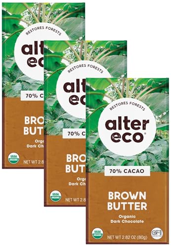 Alter Eco | Dark Chocolate Bars | Pure Dark Cocoa, Fair Trade, Organic, Non-GMO, Gluten Free (Brown Butter)