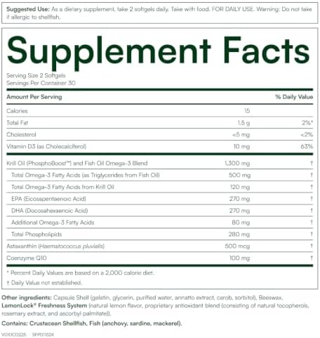 Krill Omega 50 Plus w/ CoQ10 from Purity Products - 1300mg Krill Oil and Fish Oil Blend - 100mg CoQ10-500mg Natural Astaxanthin - Support for Cardio