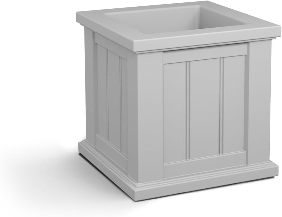 Mayne Cape Cod 14in Self-Watering Square Planter, Black | Self-watering, All season, Fade resistant, Double-wall design, 15-year warranty